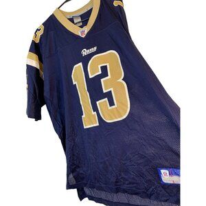 VTG Mens XL Reebok NFL Rams Kurt Warner #13 Football Jersey Blue 8399 GUC